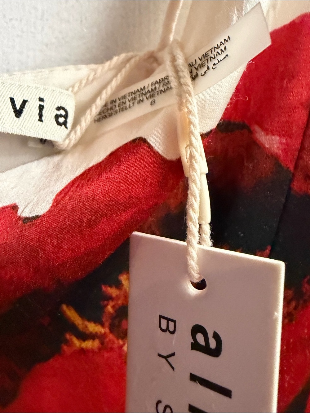 Alice + Olivia Ivory Slip Midi Dress with Red, Blue & Yellow Floral Print - Picture 7 of 8